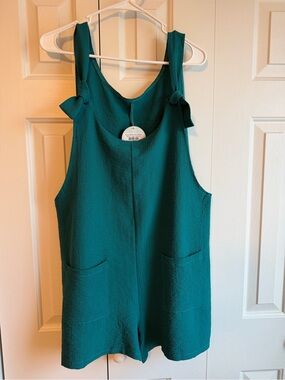 Teal Romper with Shoulder Ties